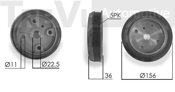 TREVI AUTOMOTIVE Piedziņas skriemelis, Kloķvārpsta PC1188